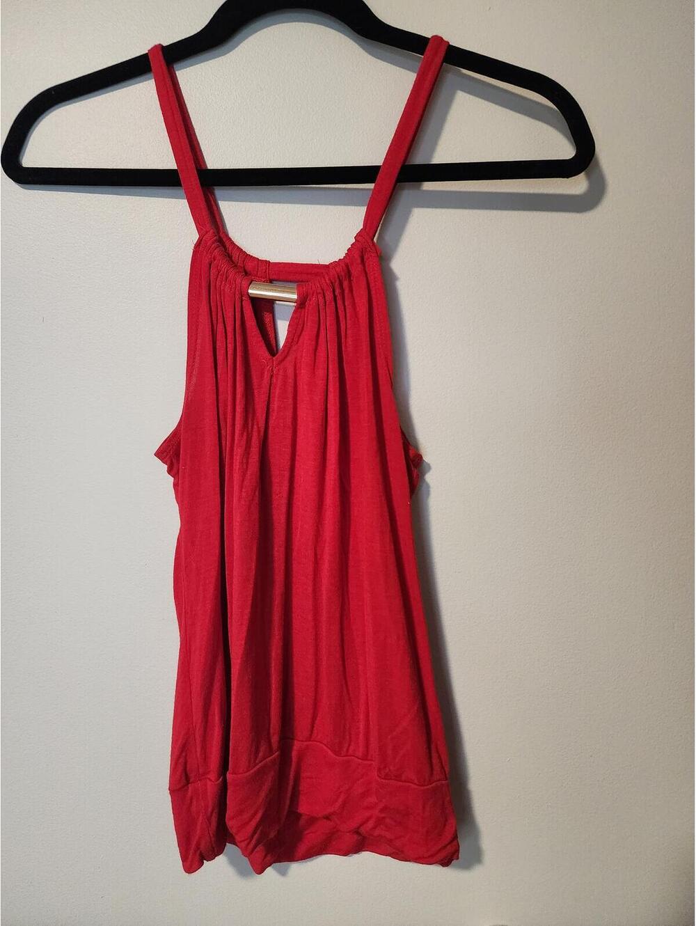 Charlotte Russe Y2K Red Ruched Halter Tank Top, Size M